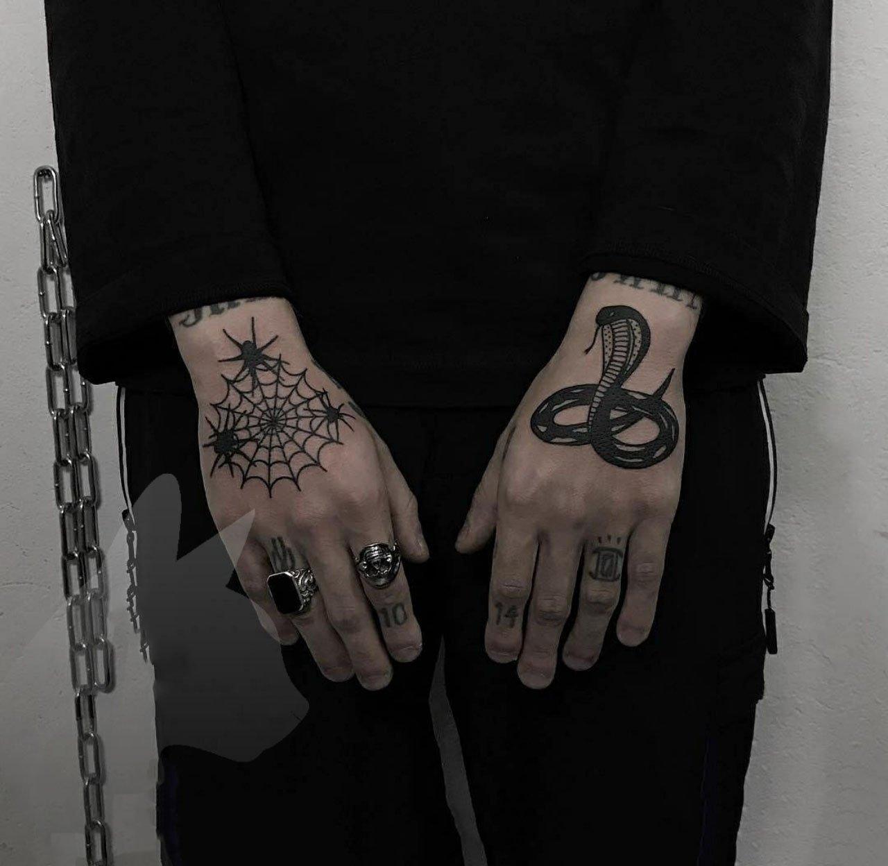 Snake & Spider Hand Art Temporary Tattoo - StiCool