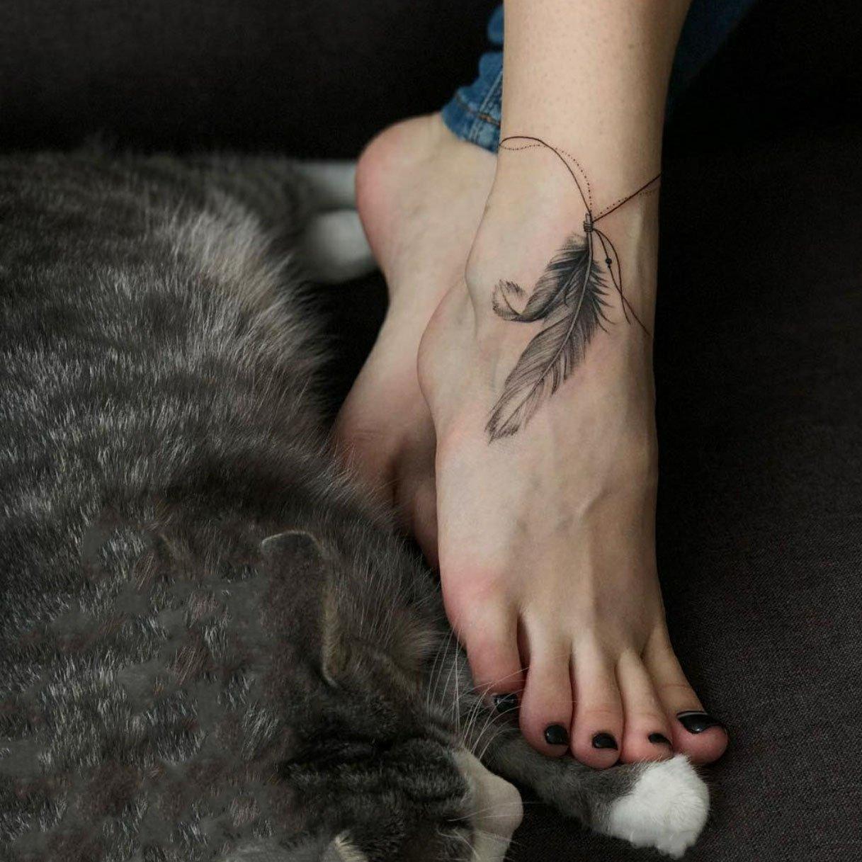 Feather Anklet Design Temporary Tattoo - StiCool