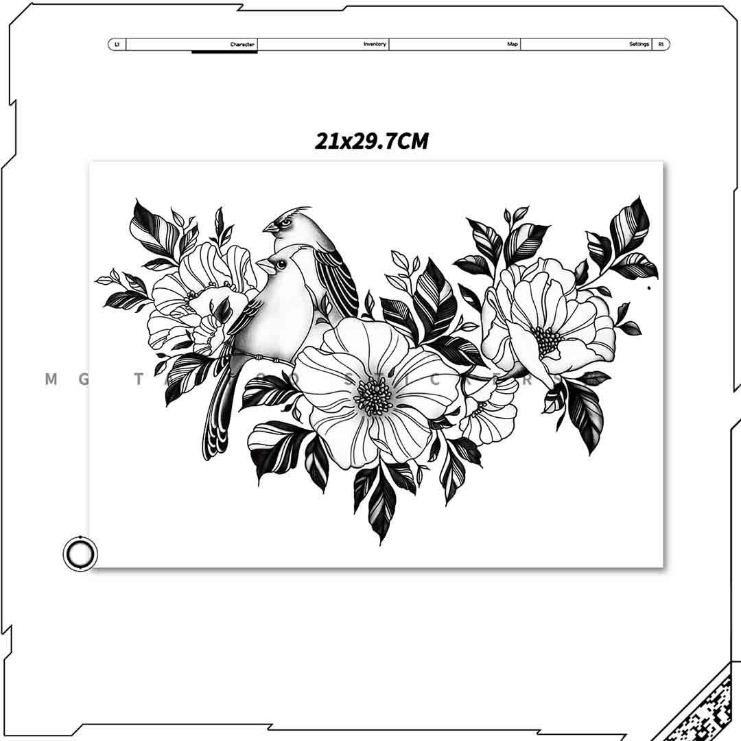 Flower& Magpie Temporary Tattoo - StiCool