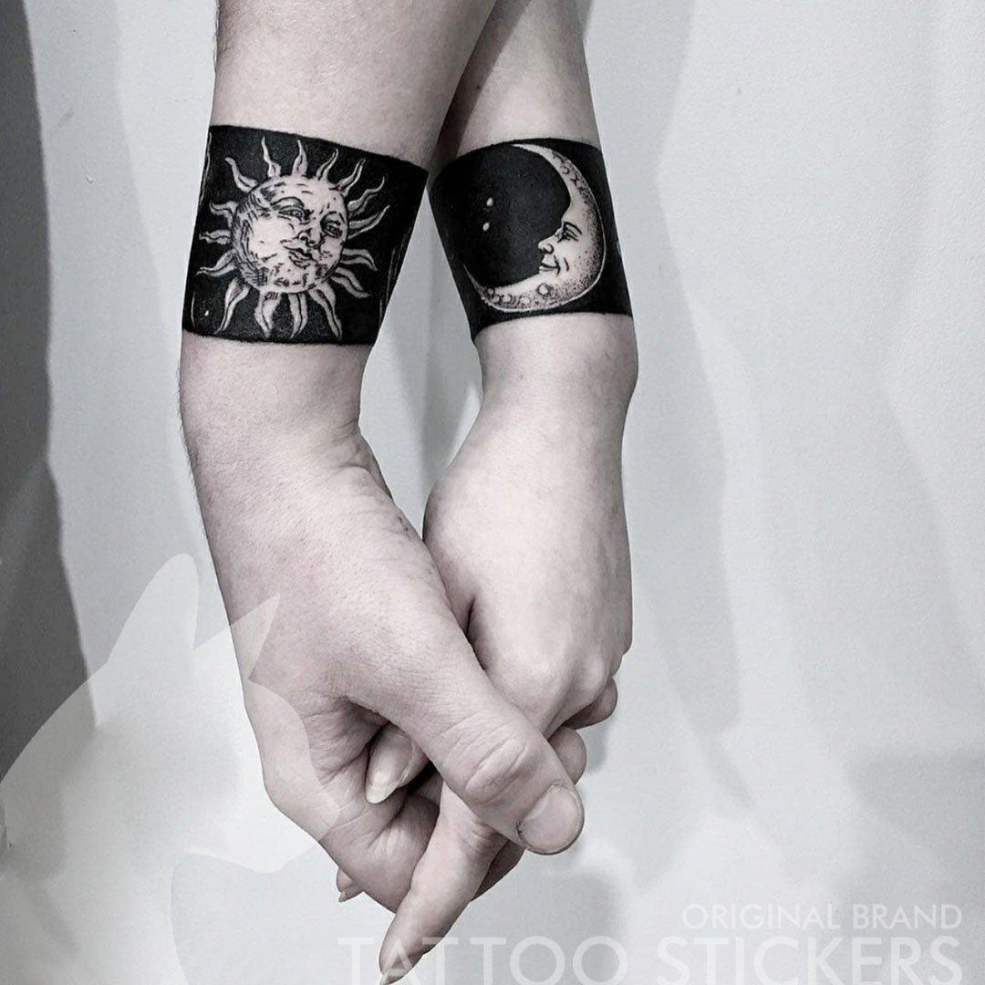 Sun&Moon Lovers Temporary Tattoo - StiCool
