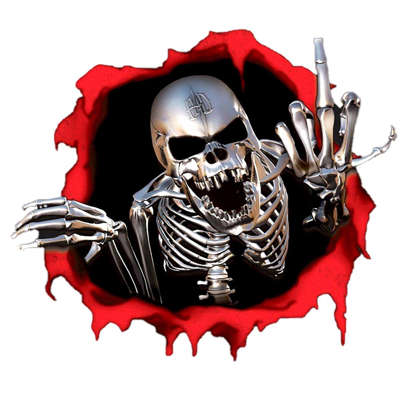 Skull Skeleton Middle Finger Giving Punch Car Decal Sticker - StiCool