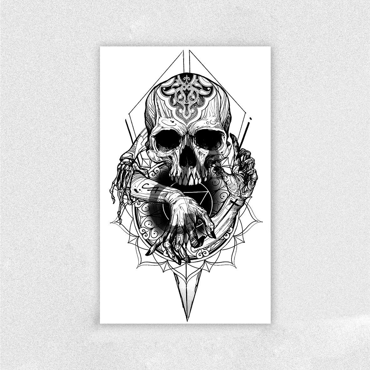 Spooky Skull Temporary Tattoo - StiCool