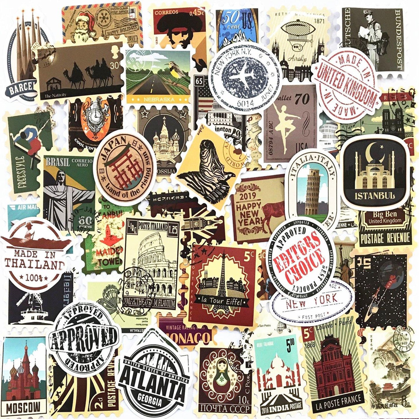 50 Pcs Non-Repeated Stamp Stickers - StiCool