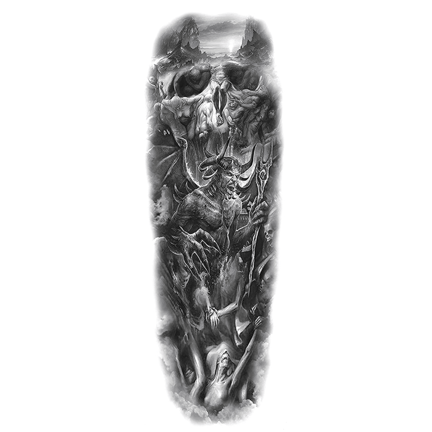 Ghost Bull Demon King Full-Sleeve Temporary Tattoo - StiCool