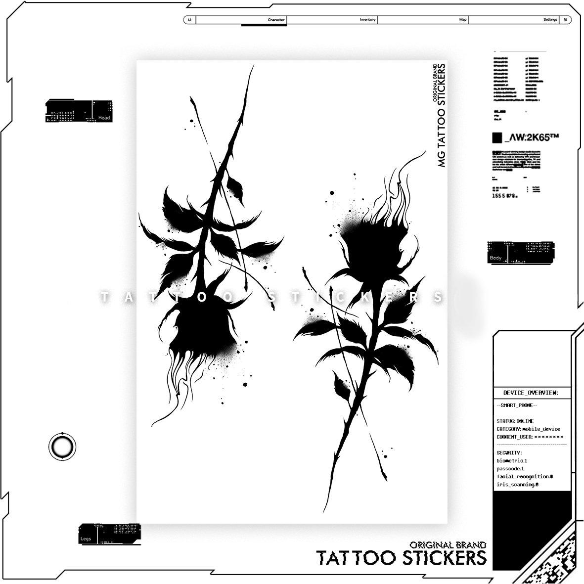 Black Rose Temporary Tattoo - StiCool