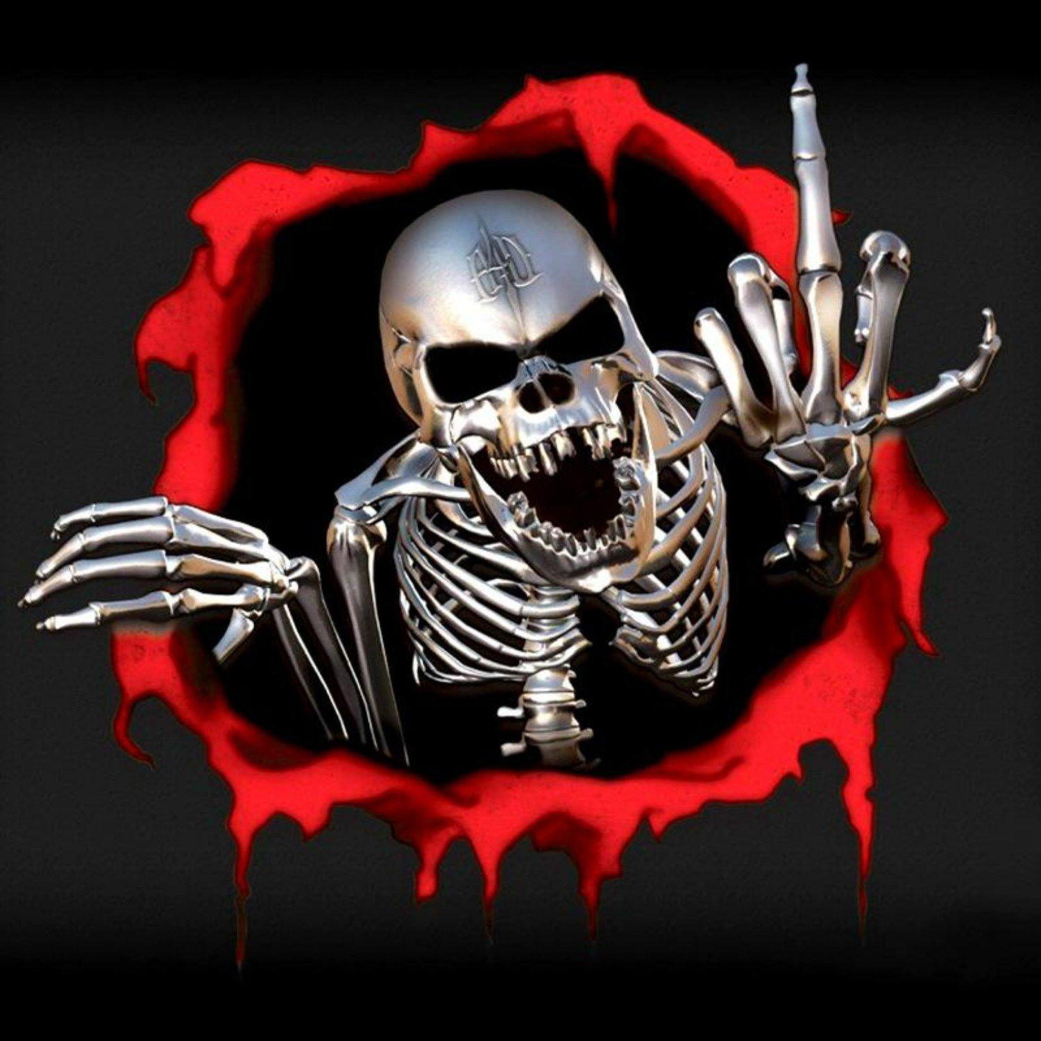 Skull Skeleton Middle Finger Giving Punch Car Decal Sticker - StiCool