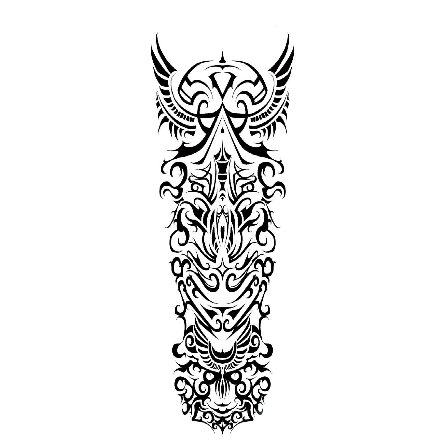 Tribal Hidden Wolf Full-Sleeve Temporary Tattoo - StiCool