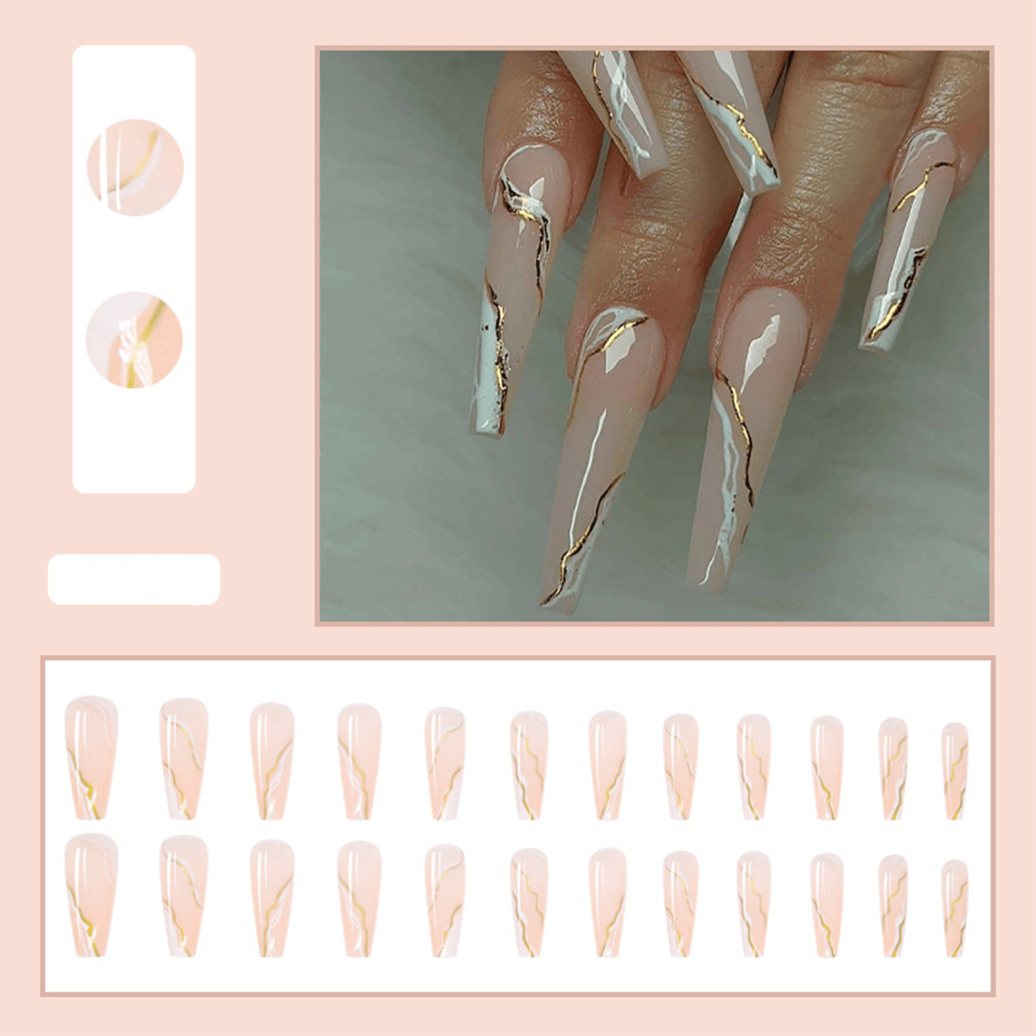 Delicate Nude Vein Press On Nails - StiCool