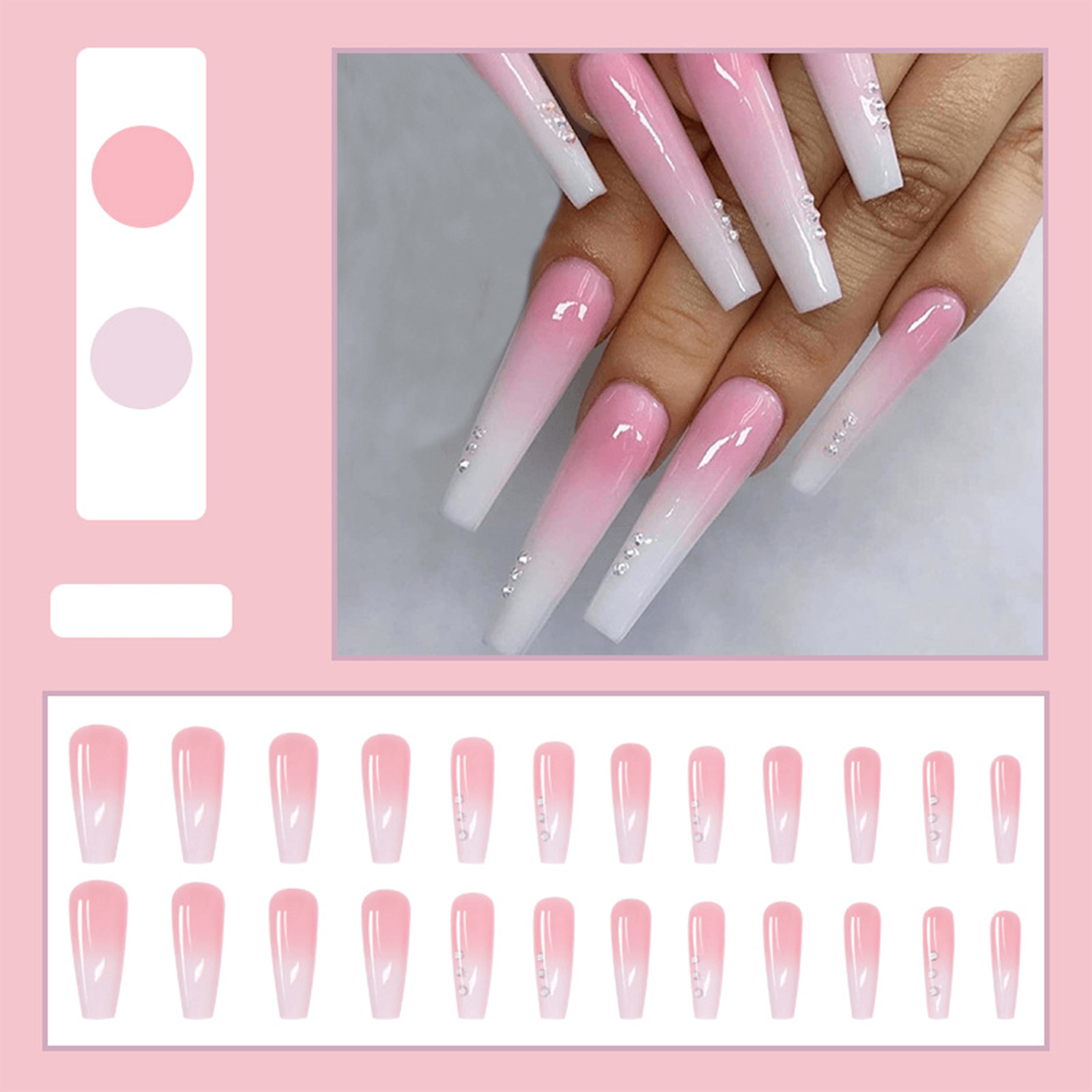 Pink Glamour Press On Nails - StiCool