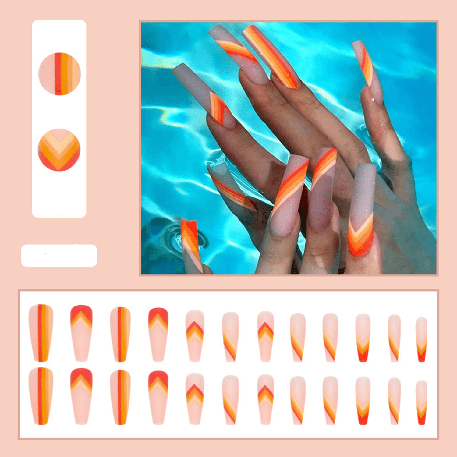 Orange Passion Press On Nails - StiCool