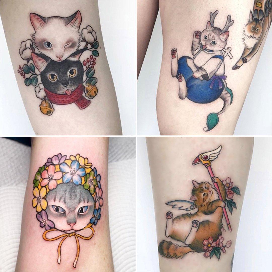 30Pcs Painted Cat Temporary Tattoo Set - StiCool