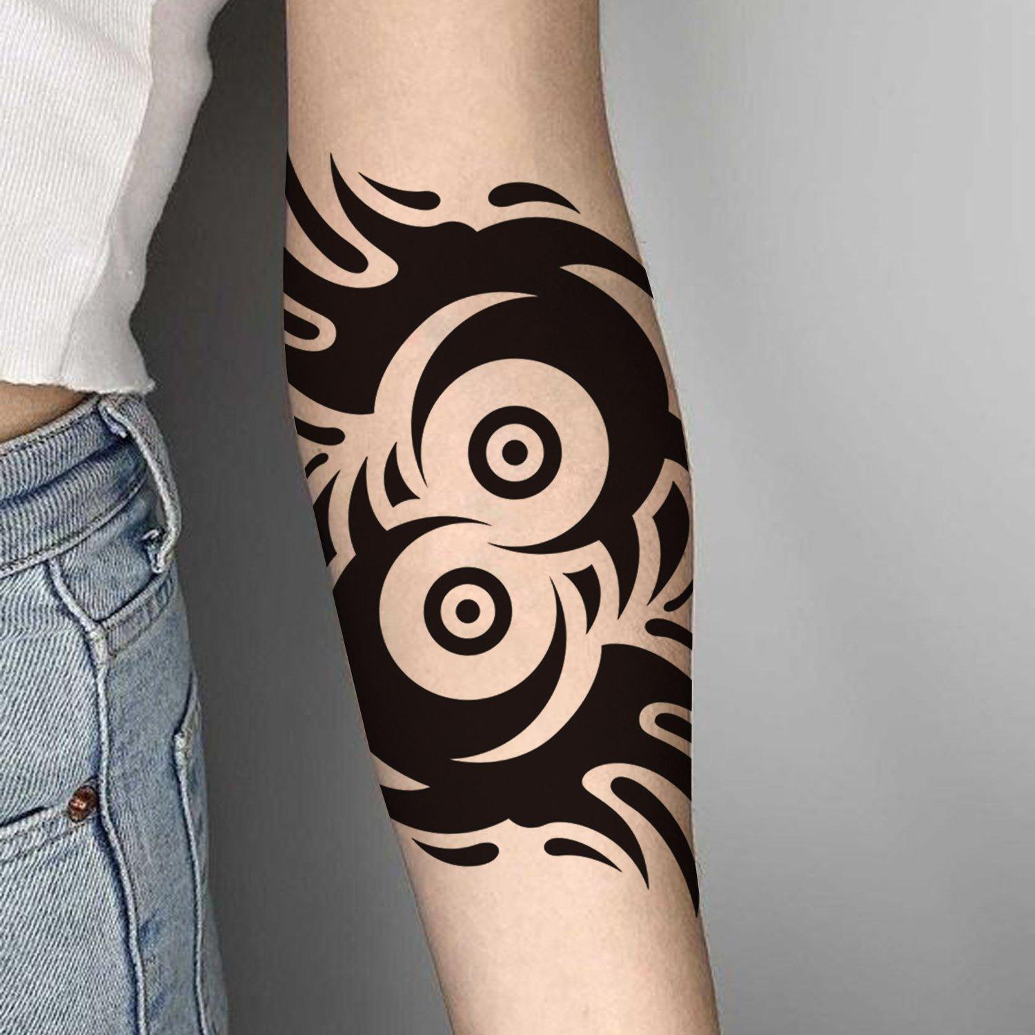 Eyeball Totem Pattern Half Sleeve Temporary Tattoo - StiCool