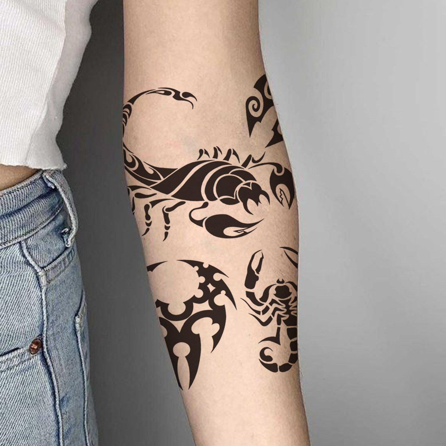 Evil Scorpion Half Sleeve Temporary Tattoo - StiCool