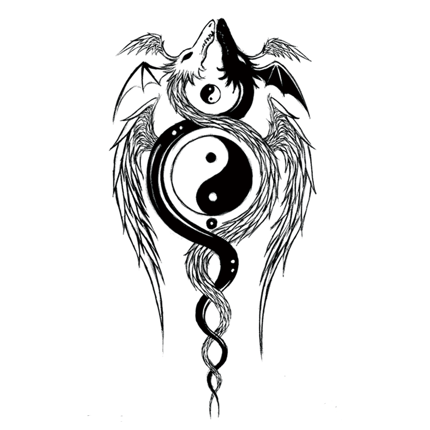 Dragon Tai Ji Half Sleeve Temporary Tattoo - StiCool