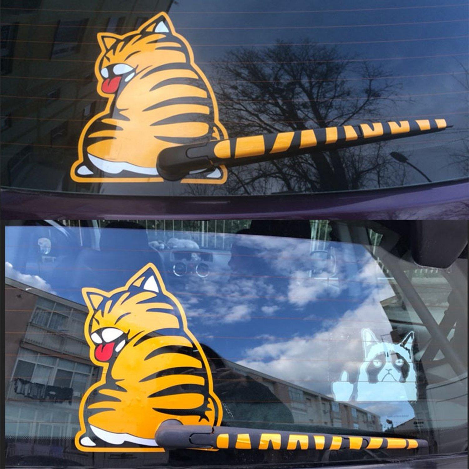 Cat Tail Wag Back Car Windshield Window Wiper Sticker B - StiCool