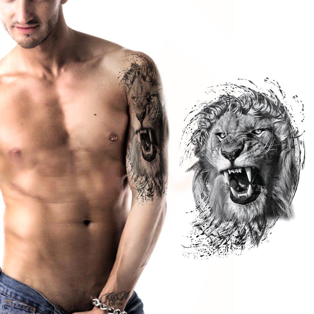 Lion Half Sleeve Temporary Tattoo - StiCool