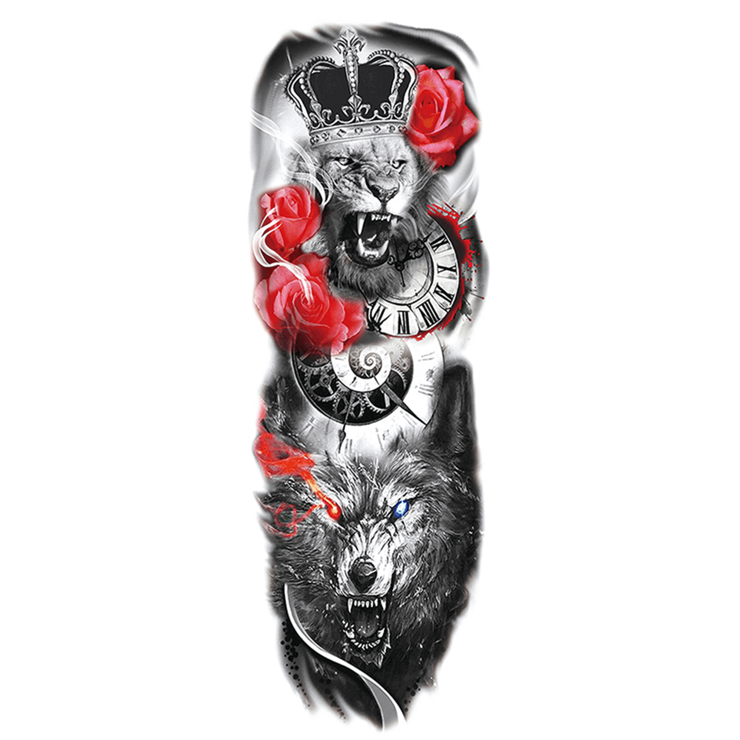 Lion King Wolf Full Sleeve Temporary Tattoo - StiCool