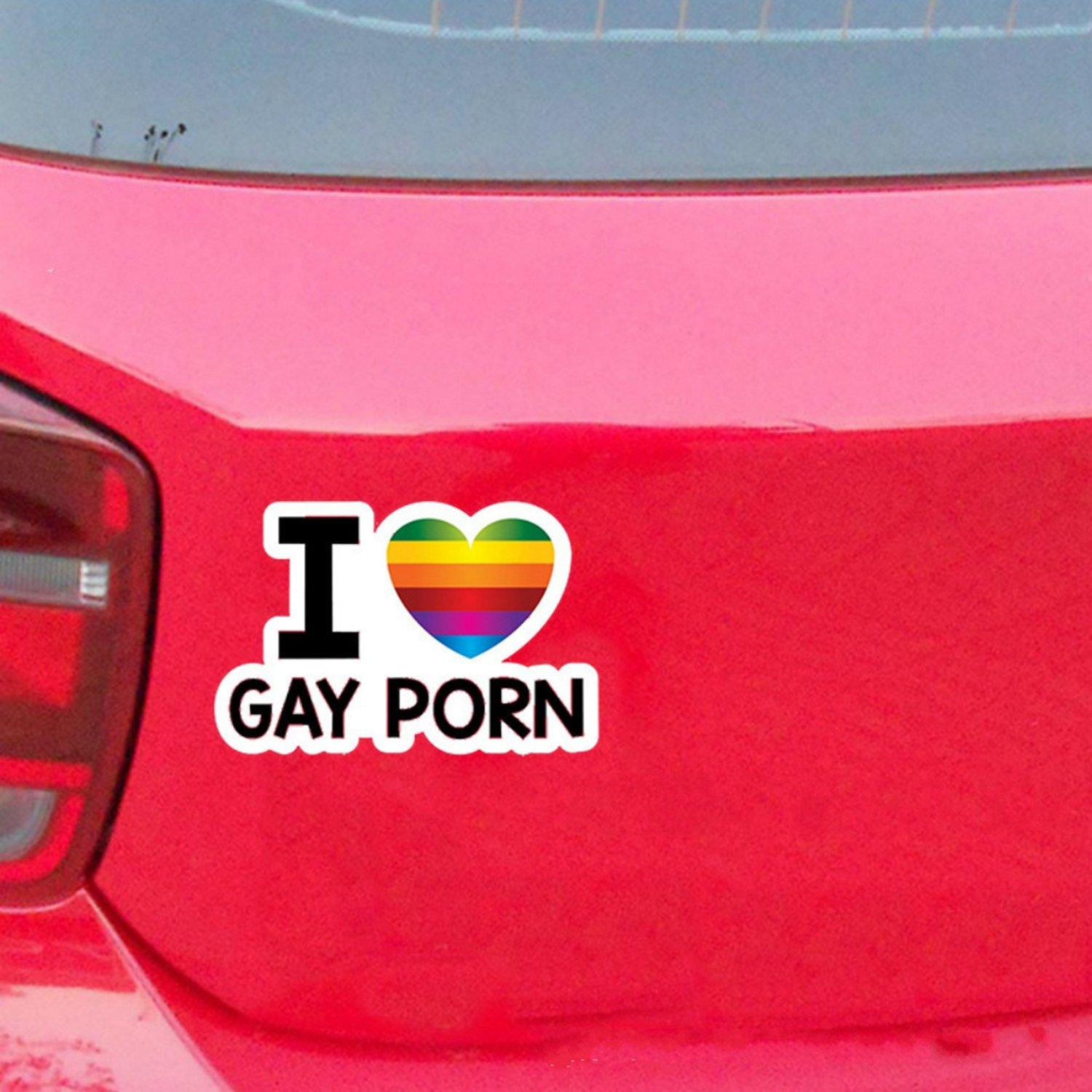 I Love Gay P*rn Car Sticker A - StiCool