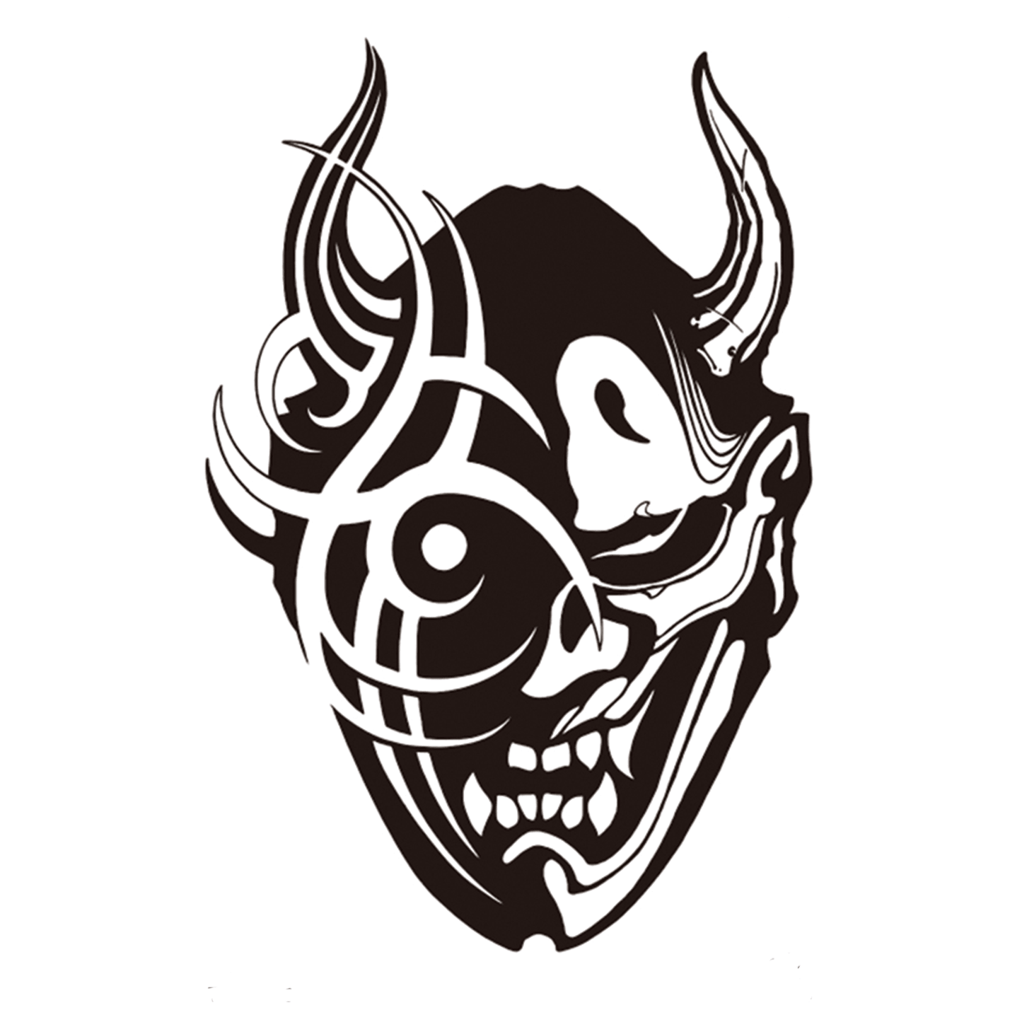 Monster Ghost Horn Half Sleeve Temporary Tattoo - StiCool