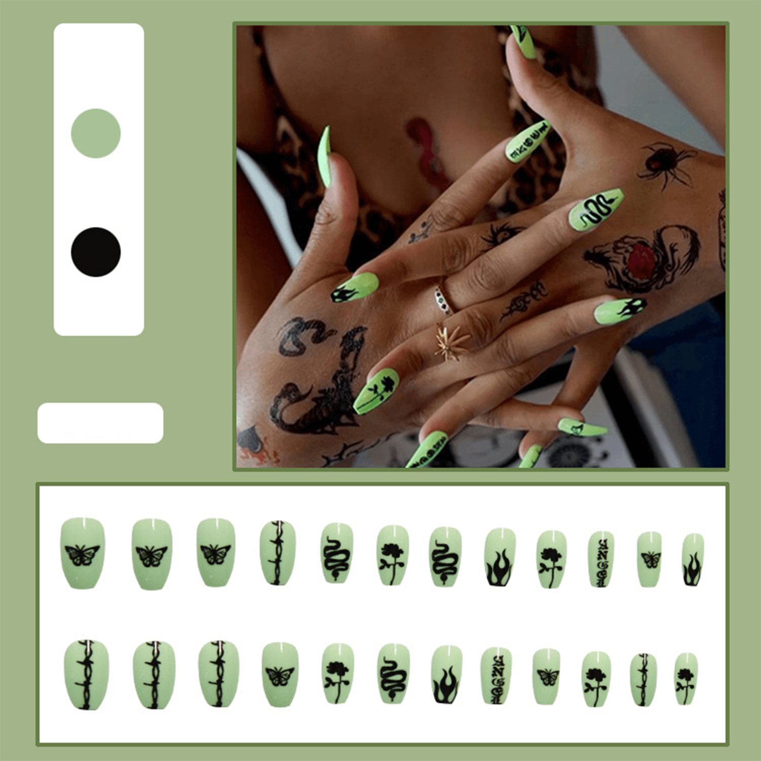 Green Mood Press On Nails - StiCool