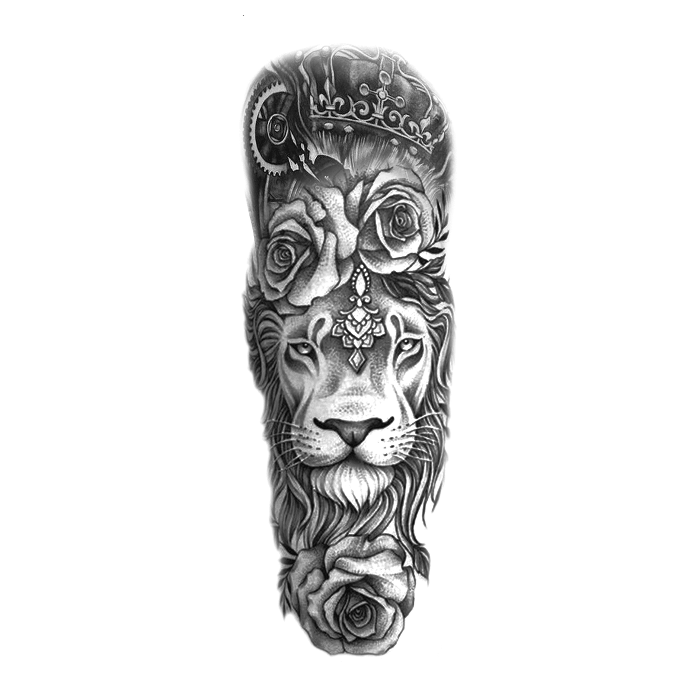 Rose Lion Queen Full-Sleeve Temporary Tattoo - StiCool