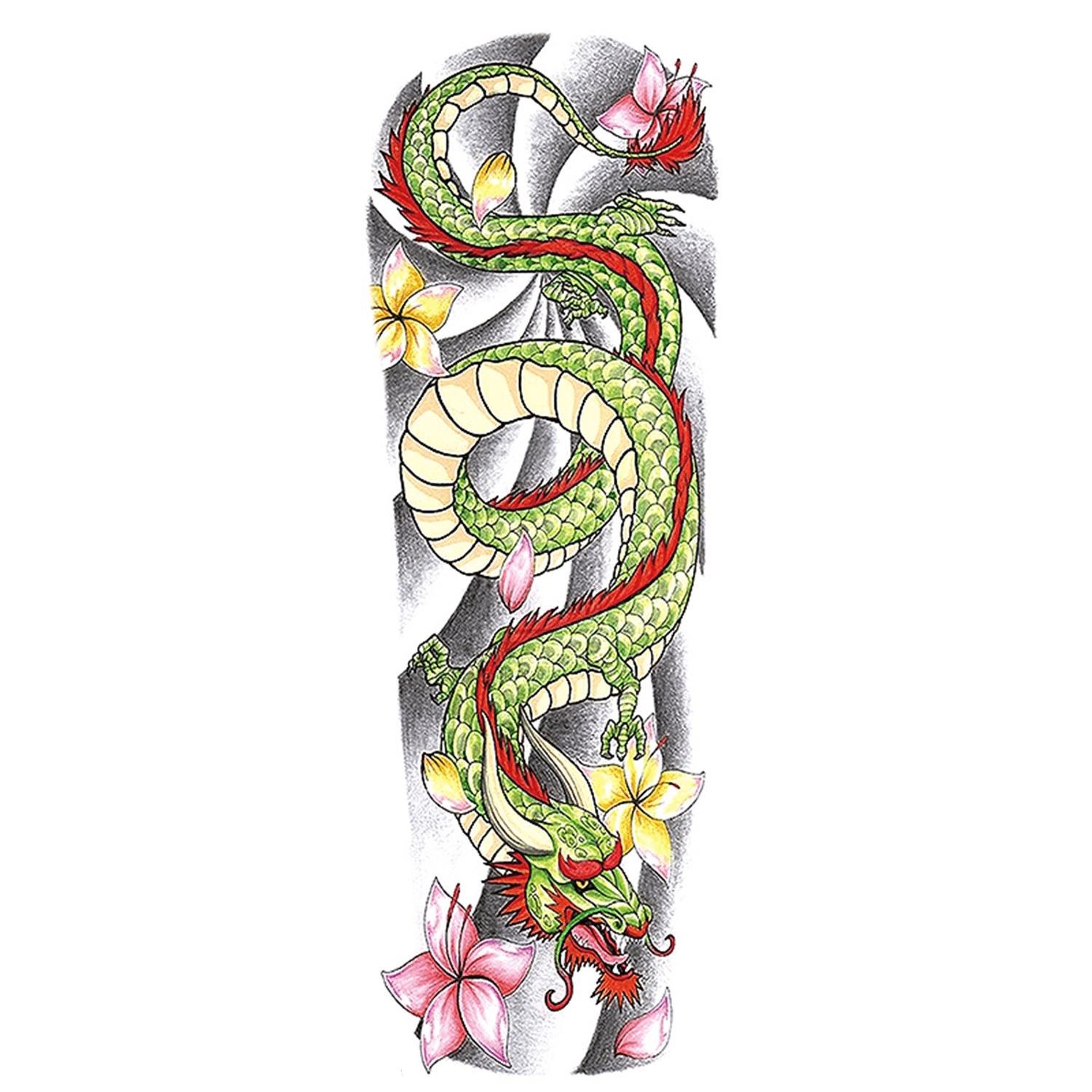 Dragon Flower Full Sleeve Temporary Tattoo - StiCool