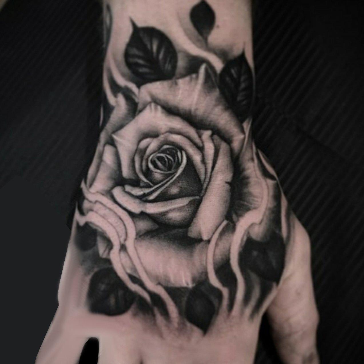 Grey Rose Temporary Tattoo - StiCool