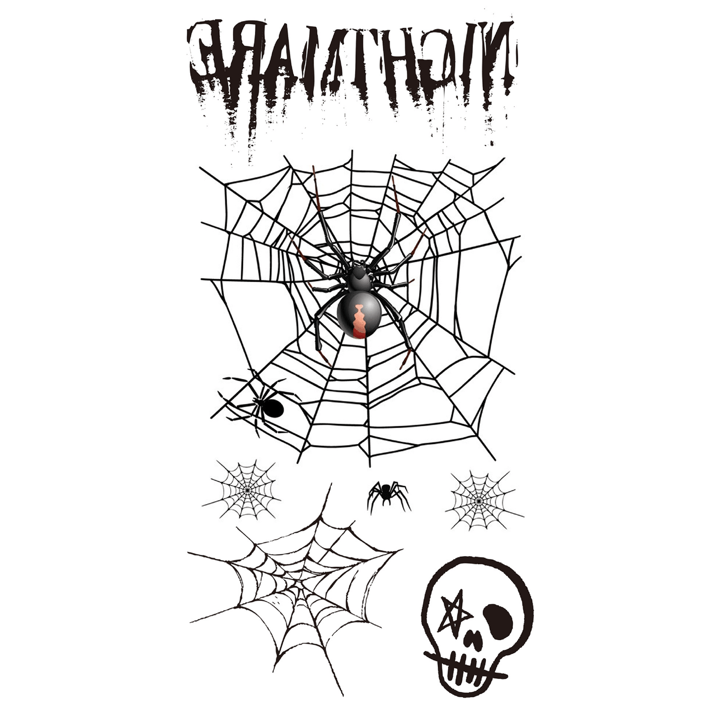 Spider Web Skull Temporary Tattoo - StiCool