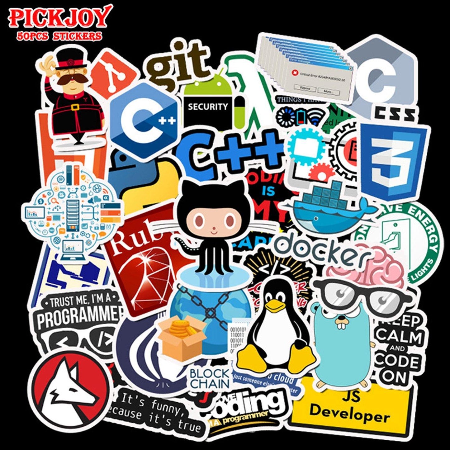 50 Pcs Non-Repeated Programming Stickers - StiCool