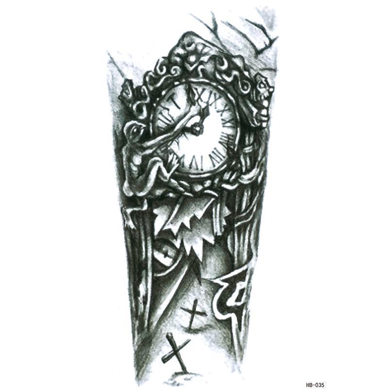 Half Sleeve Clock Temporary Tattoo - StiCool