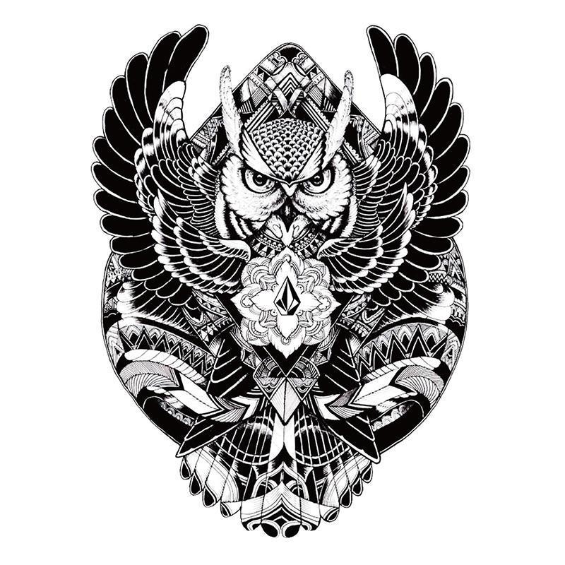 Owl Half Sleeve Temporary Tattoo - Body404