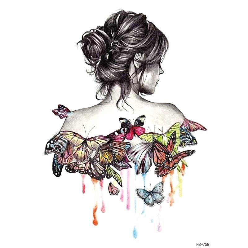 Butterfly Girl Back Temporary Tattoo - StiCool