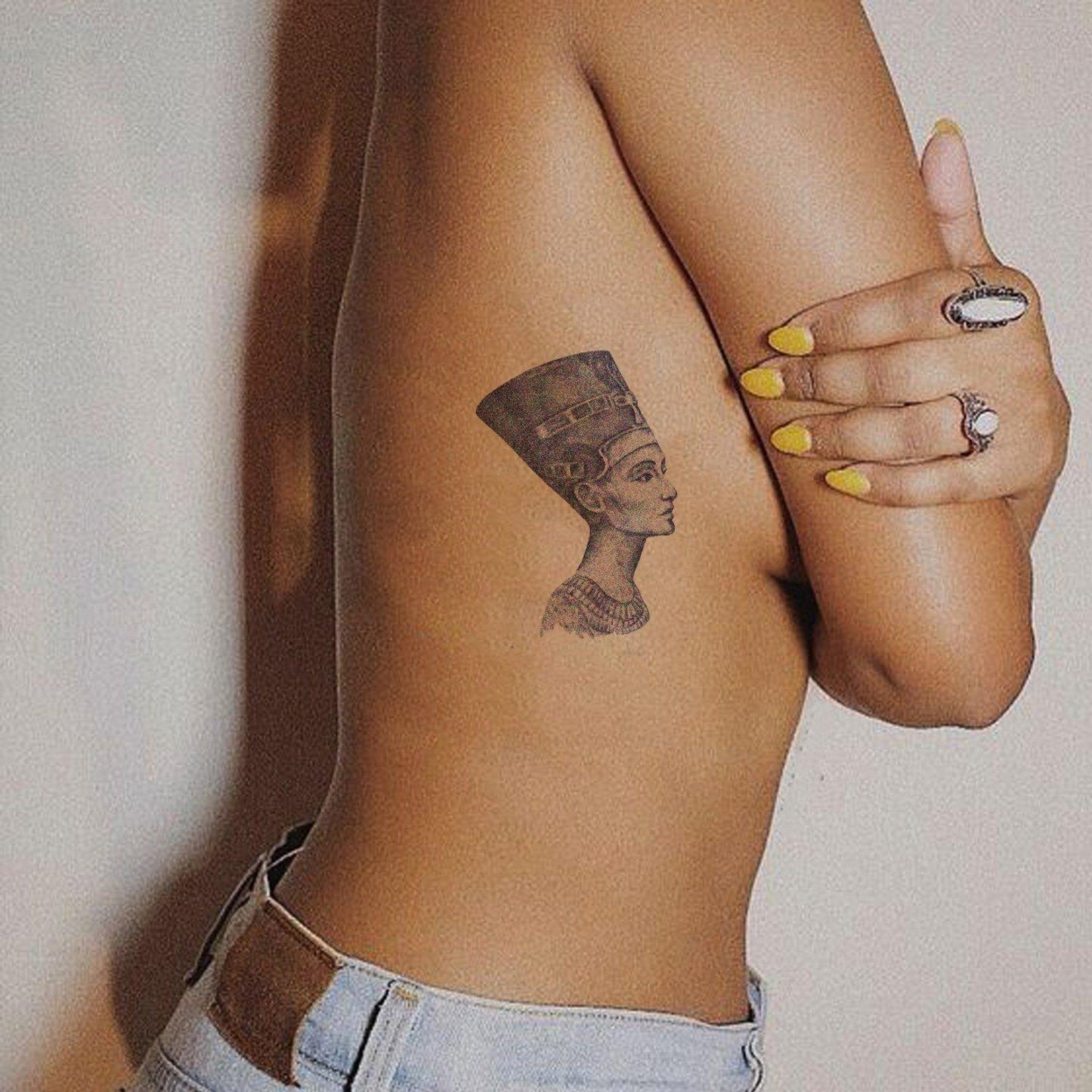 RiRi Style Side Queen Nefertiti Semi-Permanent Tattoo - Body404