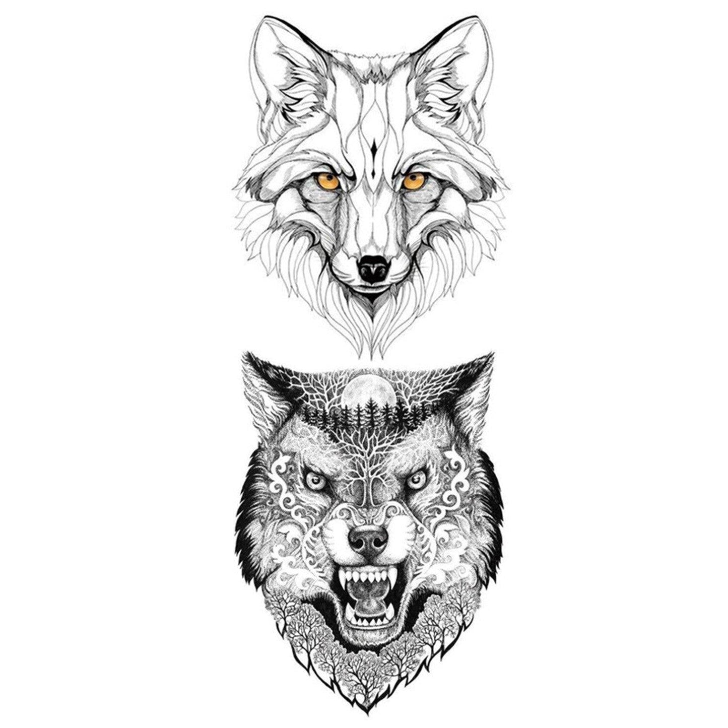 Pattern Wolf Temporary Tattoo - Body404