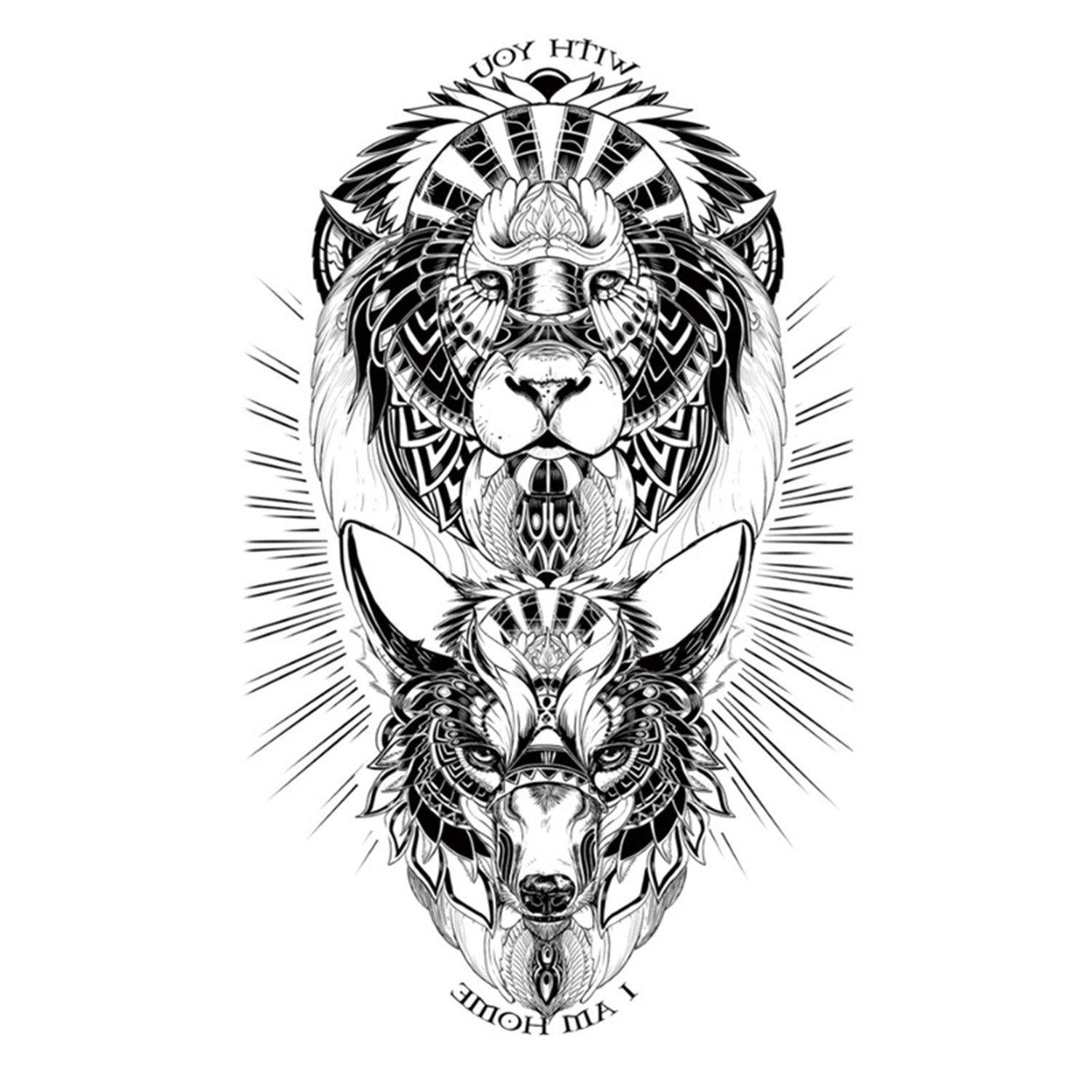 Pattern Indian Wolf Temporary Tattoo - Body404