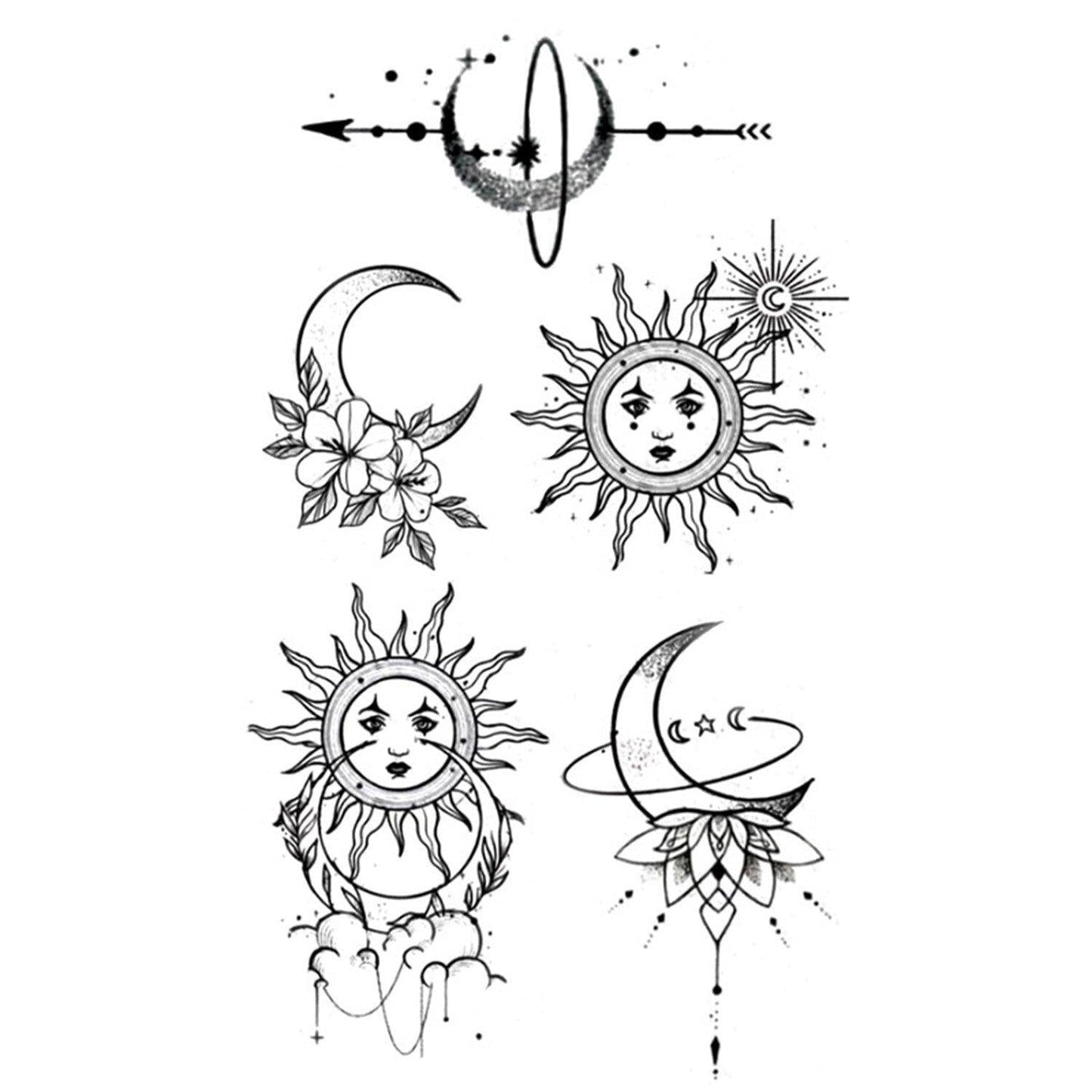 Pattern Sun & Moon Temporary Tattoo - Body404