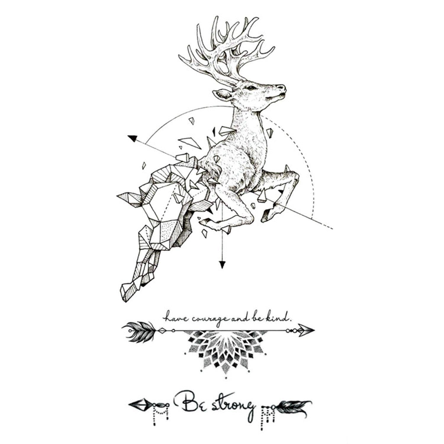 Geometric Elk Temporary Tattoo - Body404
