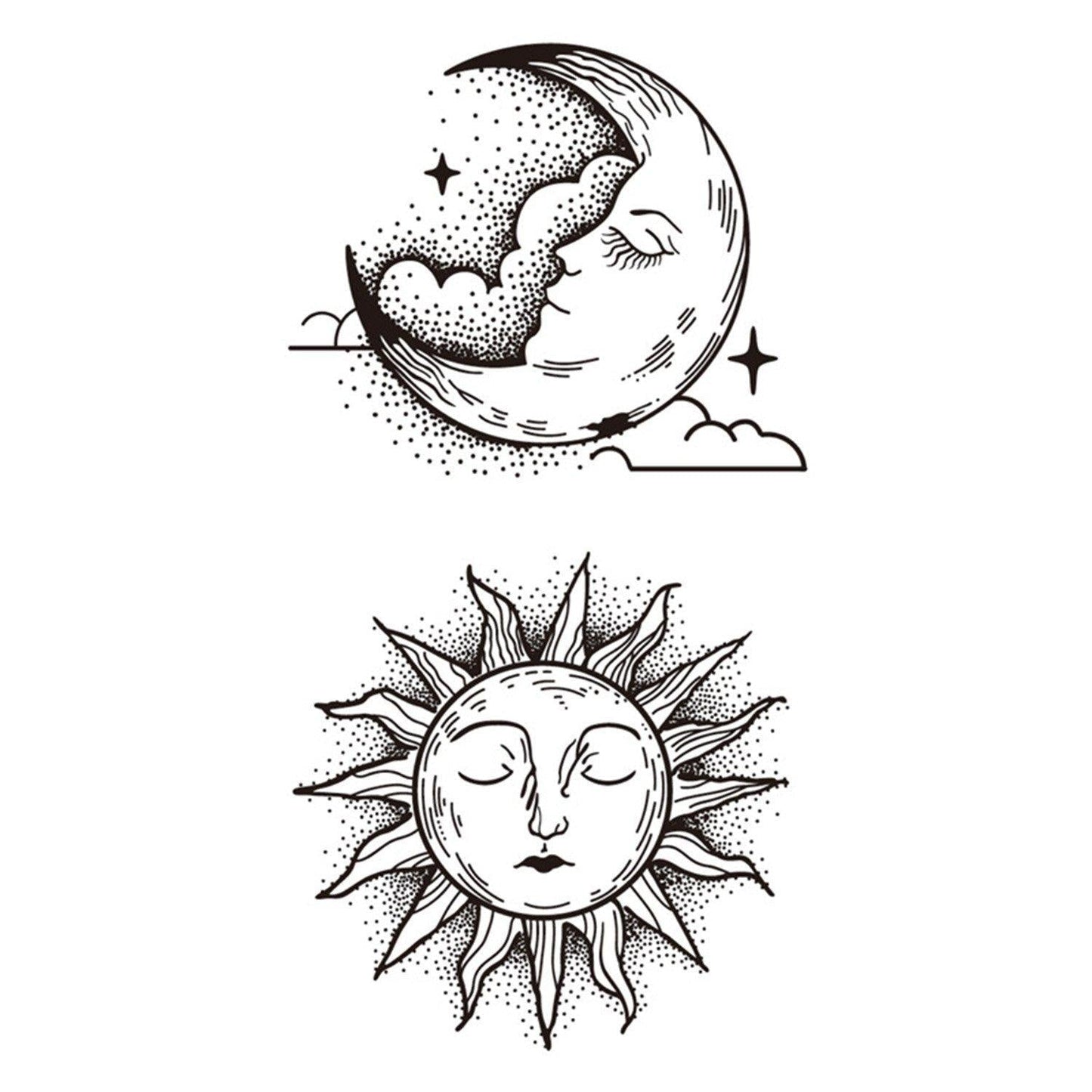 Pattern Moon & Sun Temporary Tattoo - Body404