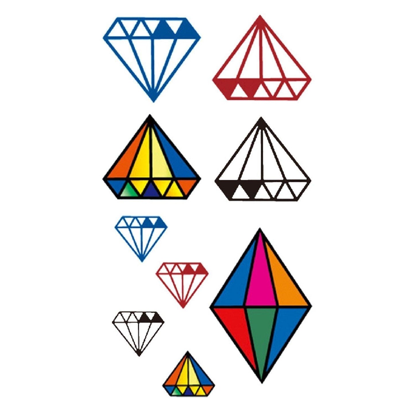 Pattern Rainbow Diamond Temporary Tattoo - Body404