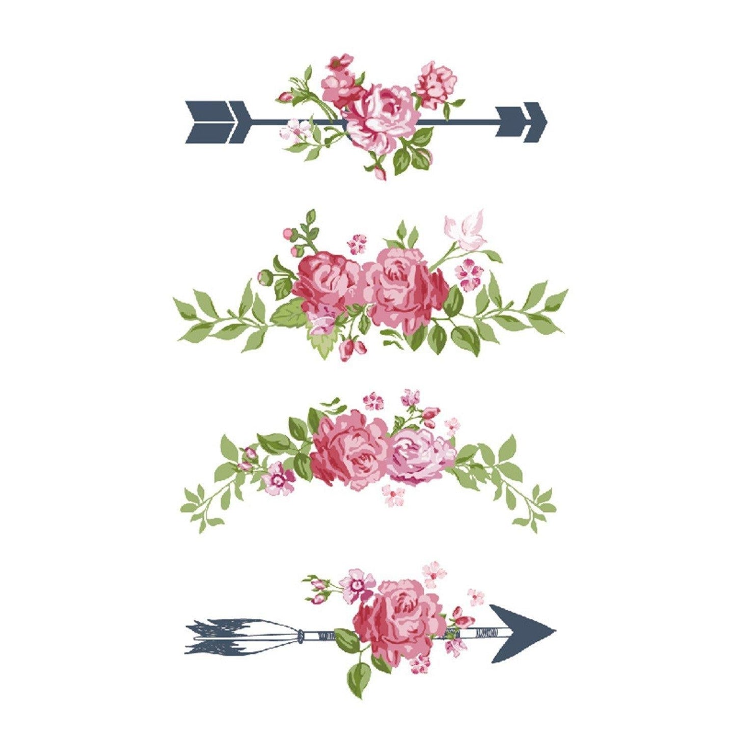 Pattern Pink Roses Temporary Tattoo - Body404