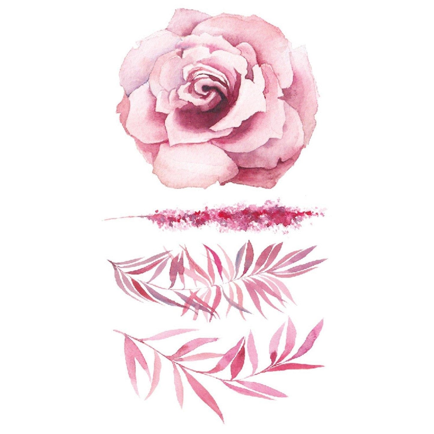 Pattern Pink Rose & Leaves Temporary Tattoo - Body404