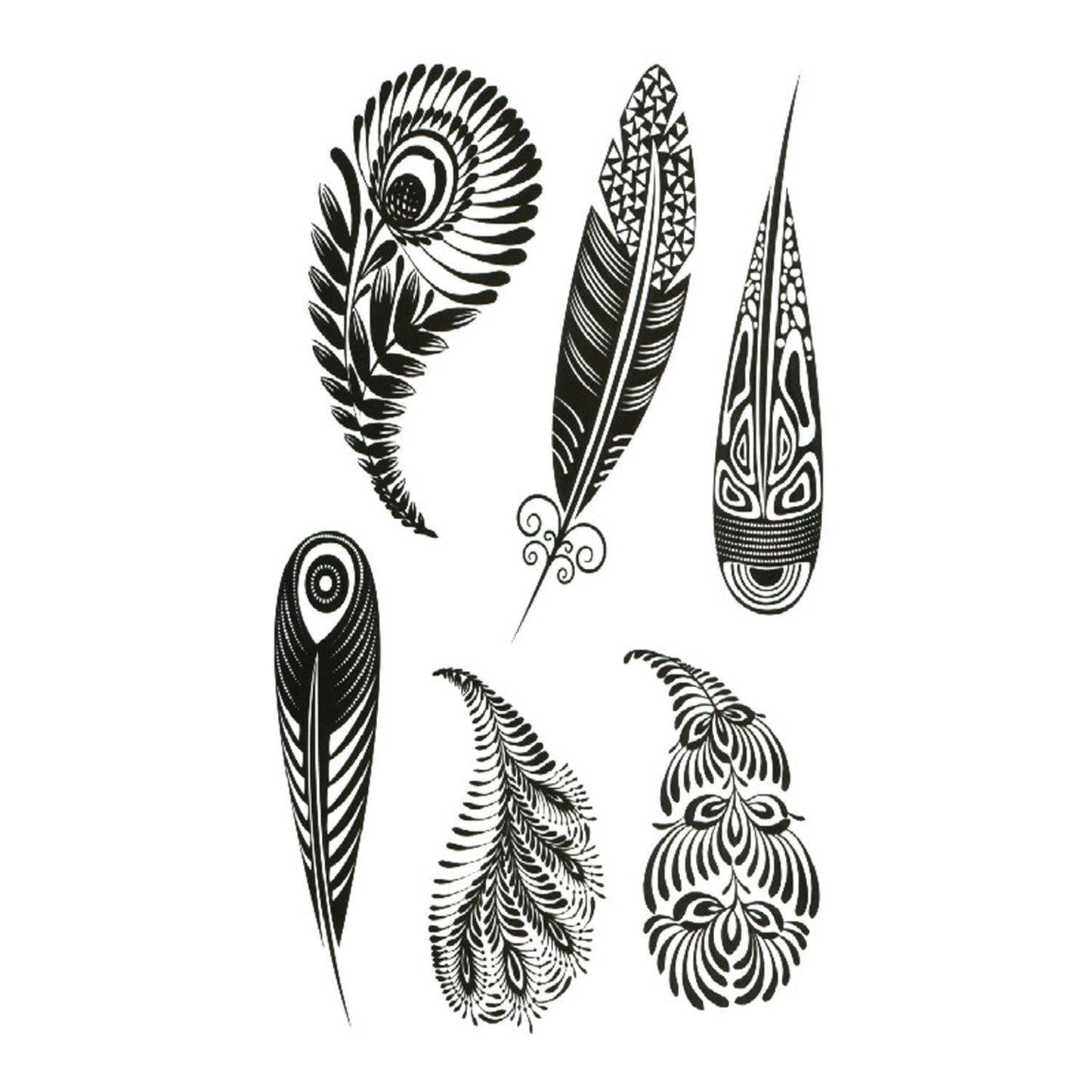 Pattern Tribal Feather Temporary Tattoo - Body404
