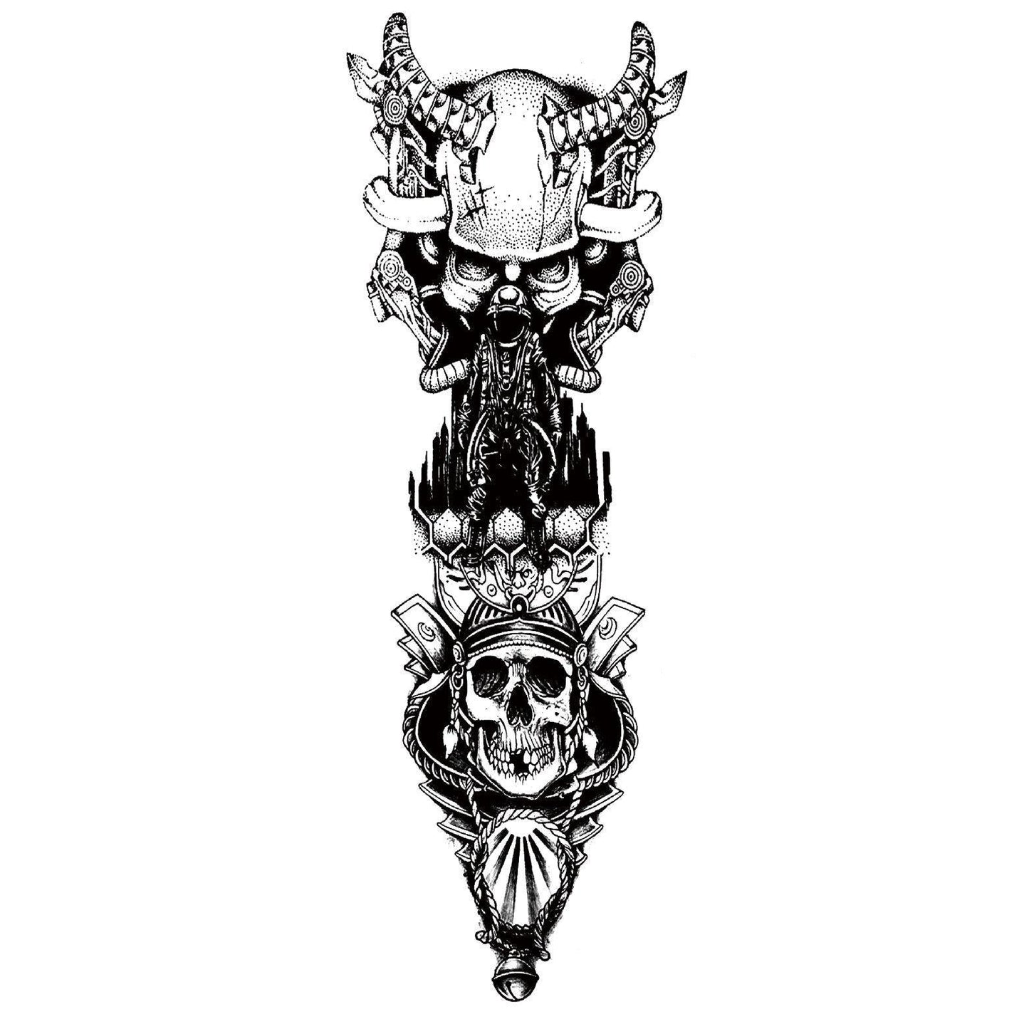 Pirate Skull Full-Sleeve Temporary Tattoo - Body404