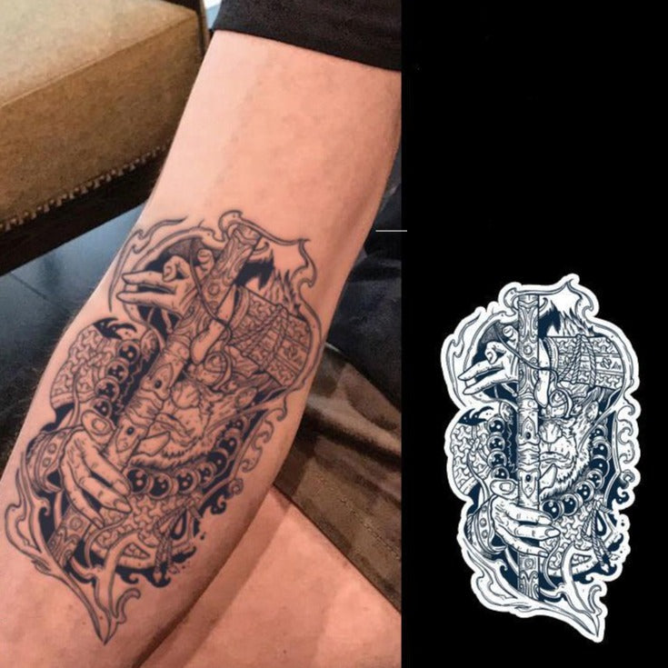 Anubis Demon Fox Semi-permanent Tattoo